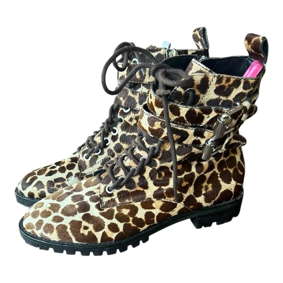Rebecca Minkoff Jaiden Calf Leopard Combat Boots size 8.5 - Picture 3 of 5